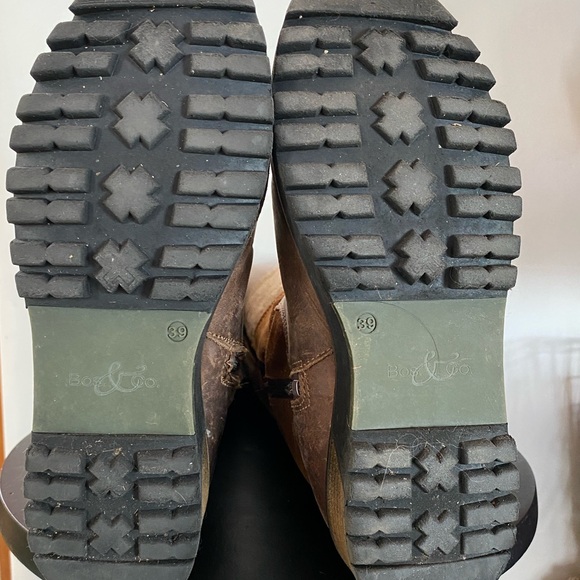 Womens Brown Leather and Wool Platform Boots - Picture 10 of 16